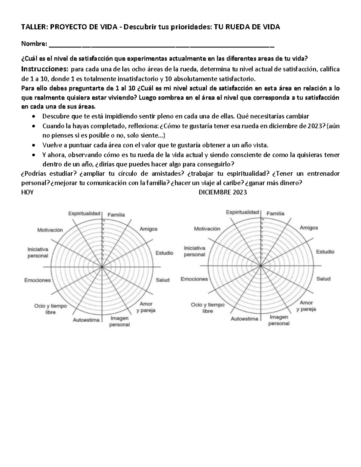 Taller Proyecto DE VIDA - TALLER: PROYECTO DE VIDA - Descubrir tus ...