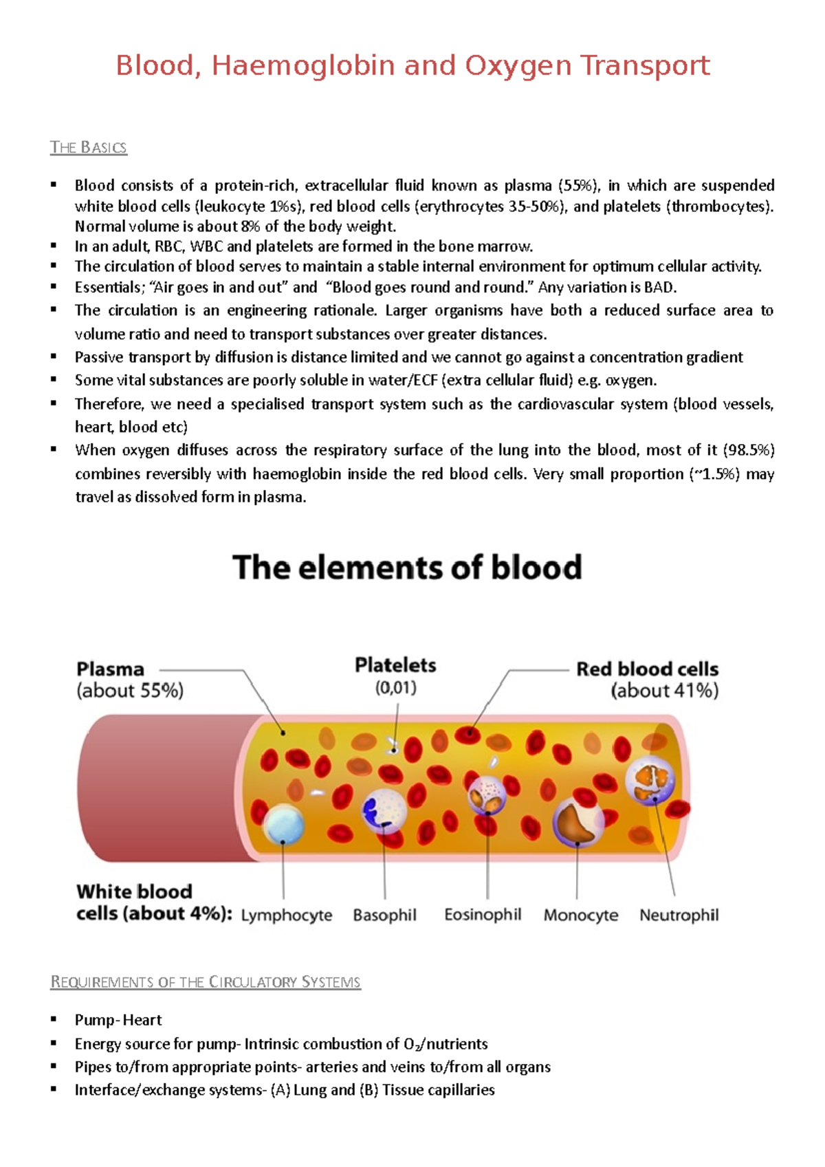 Blood - Normal volume is about 8% of the body weight. In an adult, RBC ...