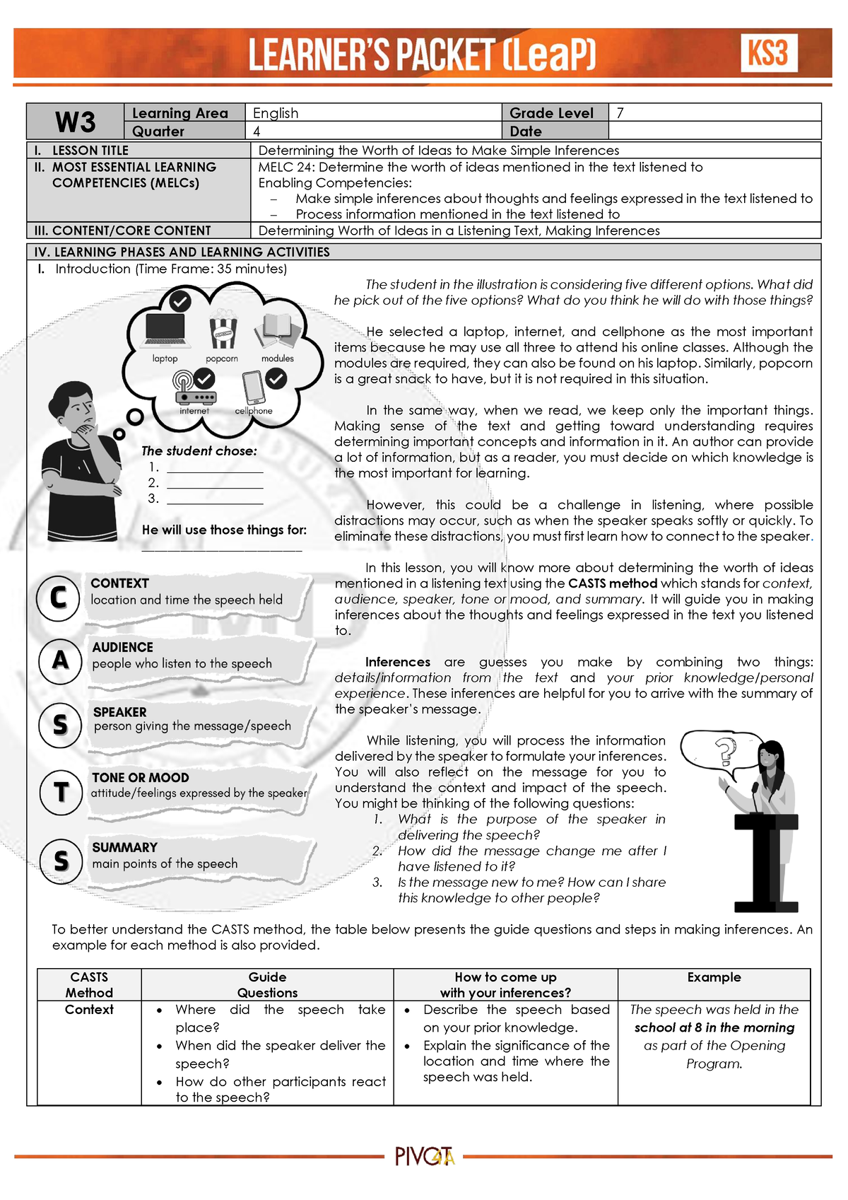 Q4 English 7 Week3 - W Learning Area English Grade Level 7 Quarter 4 ...