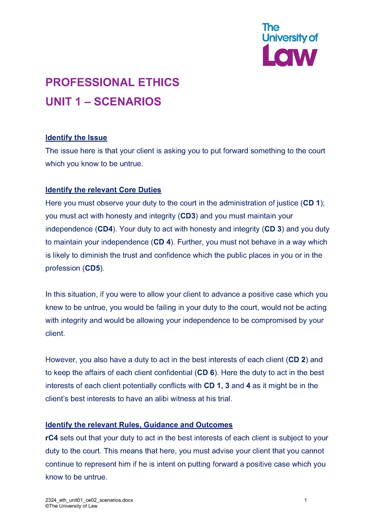 Ethics Unit 1 Consolidate - Task 2 - 2324_eth_unit01_ce02_scenarios 1 ...