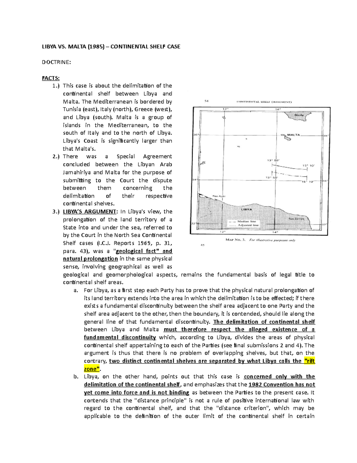 Libya vs Malta (1985) Continental Shelf Case LIBYA VS. MALTA (1985