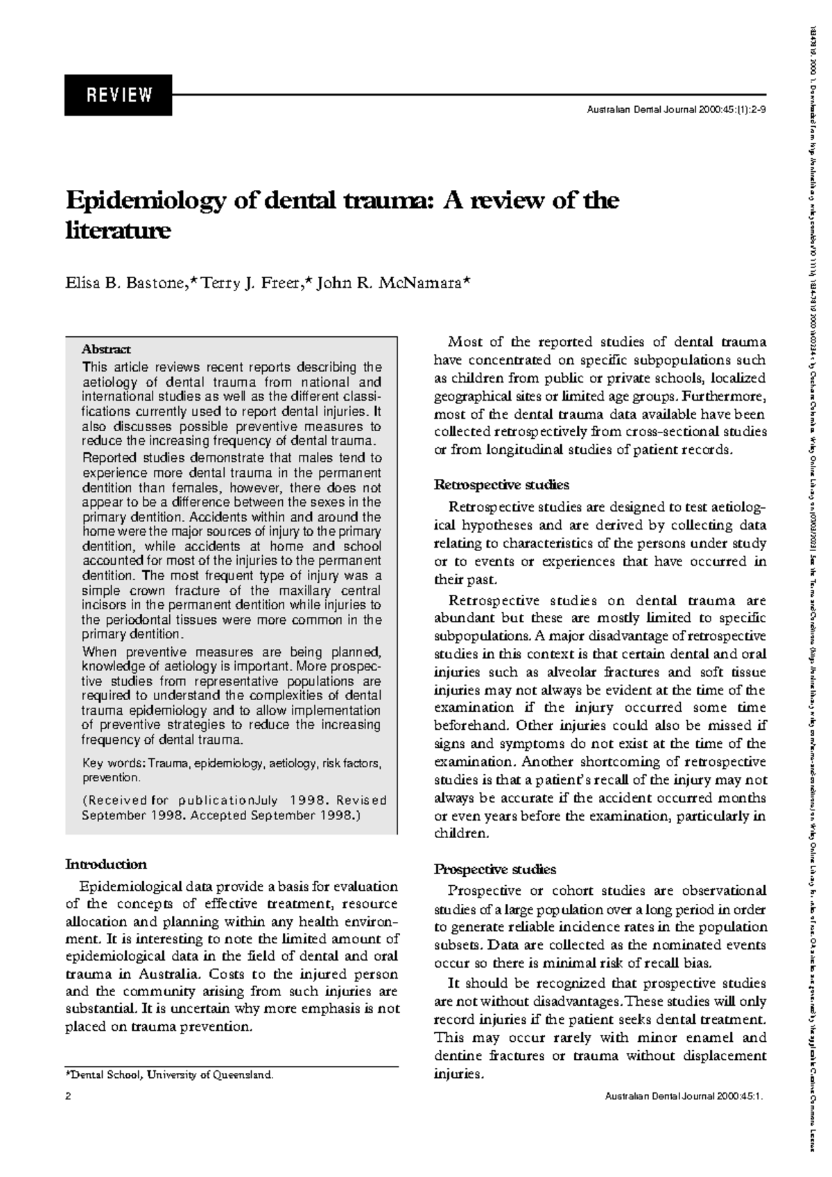 Australian Dental Journal 2008 Bastone Epidemiology of dental