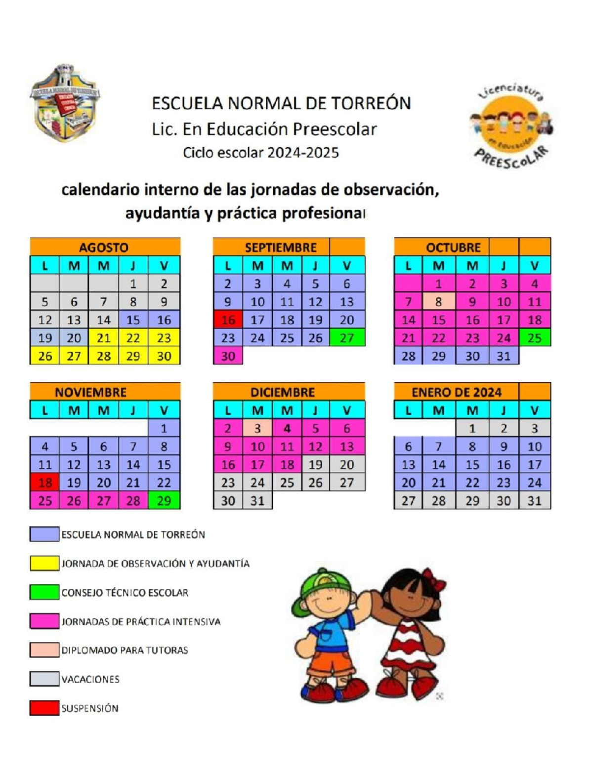 Calendario - ESCUELA NORMAL DE TORREÓN Licenciatura am Lic. En ...
