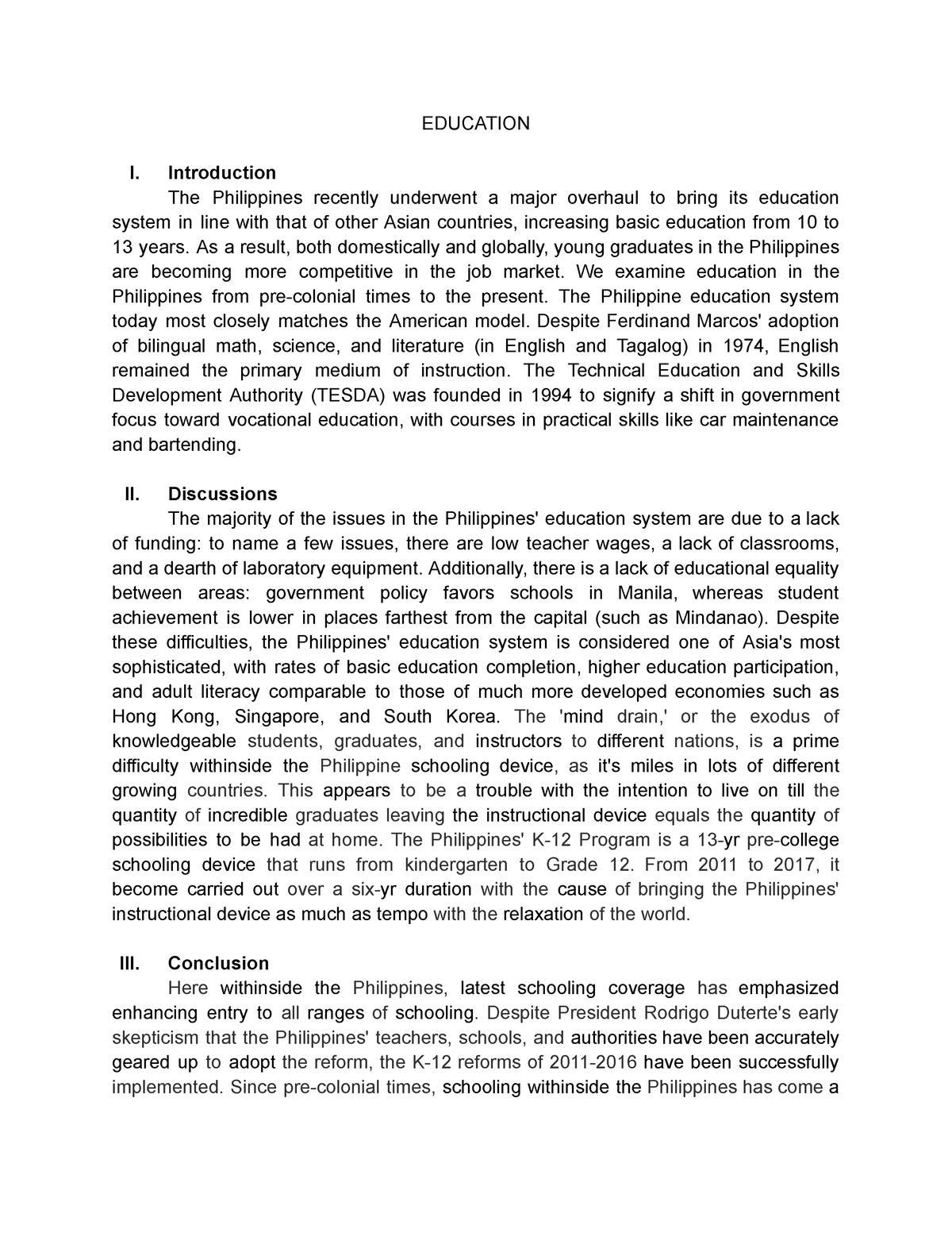 concept paper about education in the philippines