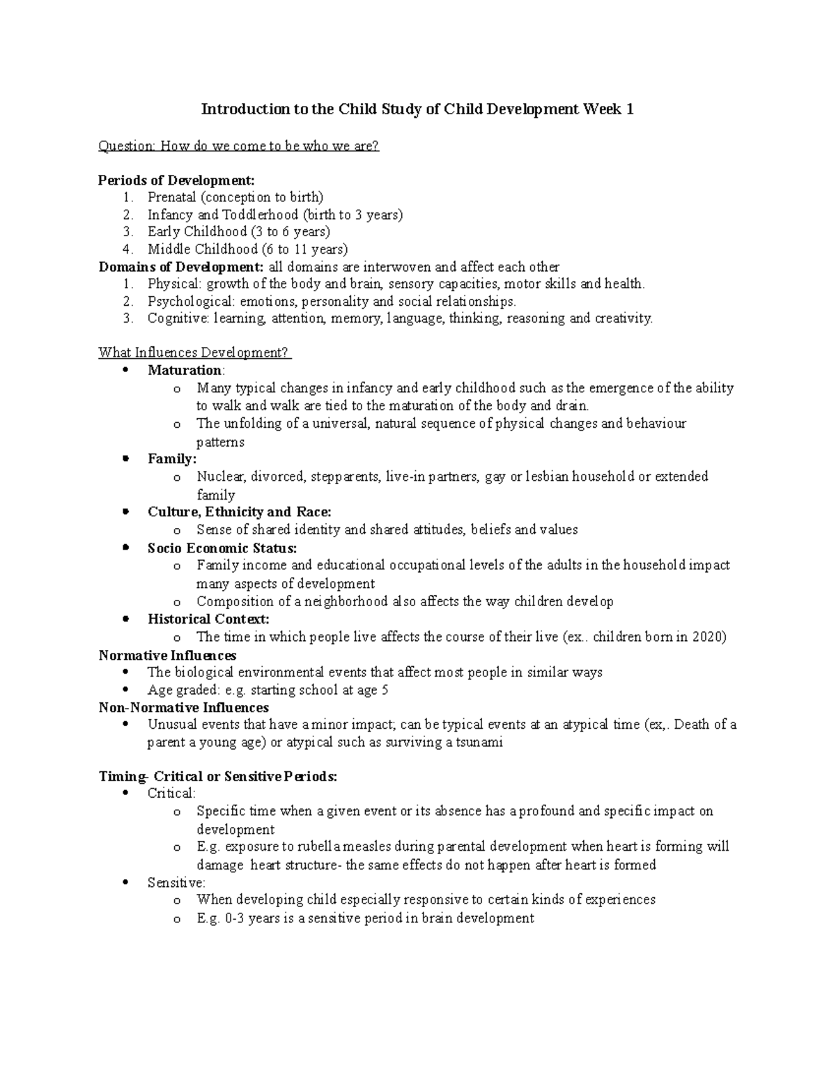 Introduction to Child Development Week 1 - Introduction to the Child ...