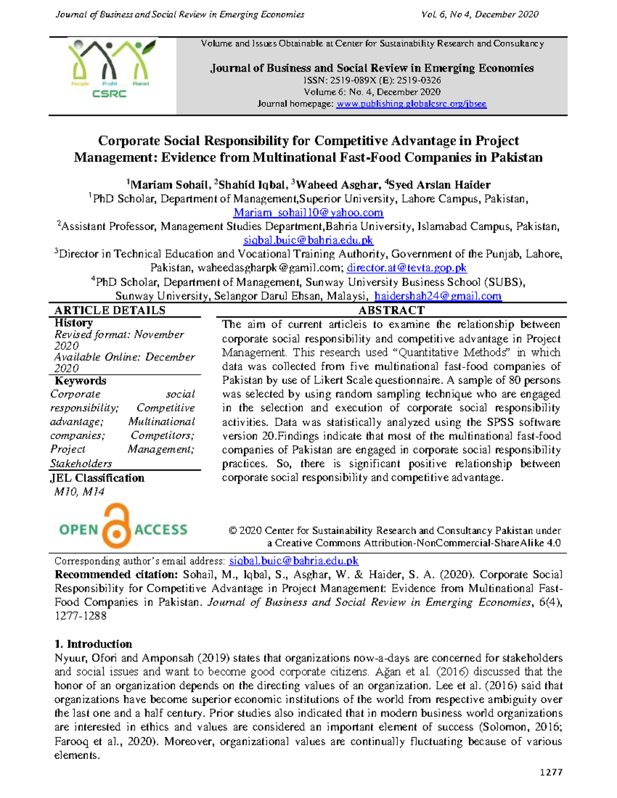 Corporate Social Responsibility for Compare - Volume and Issues ...