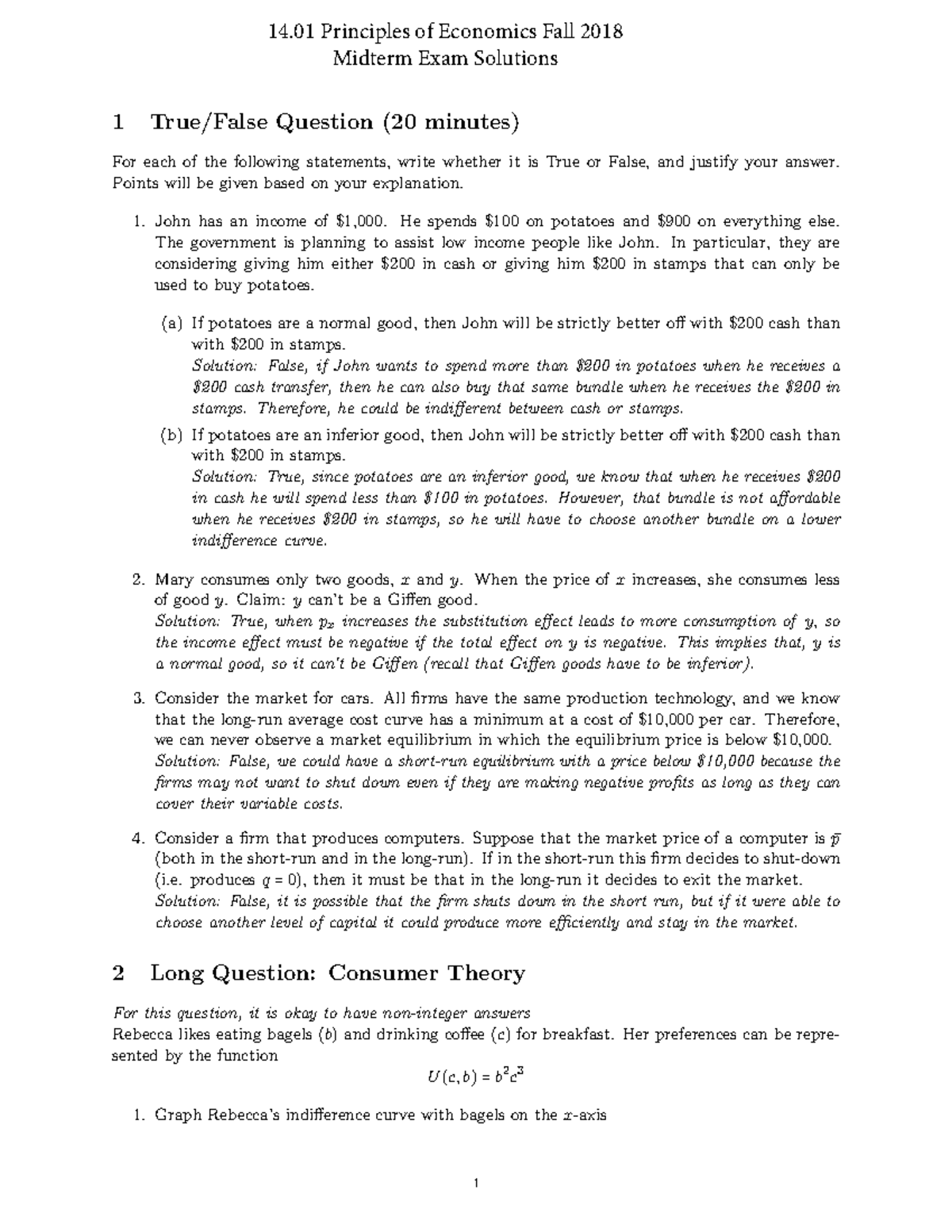 Which Of The Following Statements About Writing Plans Is True Mirco example Qs - 1 True/False Question (20 minutes) For each of the