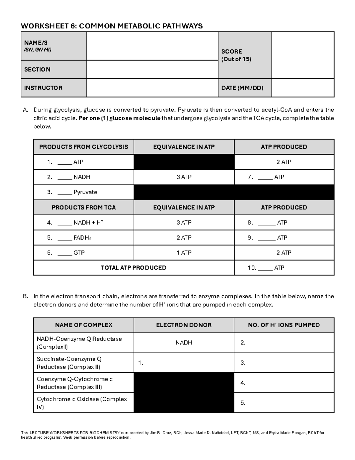 Worksheet+6 - worksheet - This LECTURE WORKSHEETS FOR BIOCHEMISTRY was ...