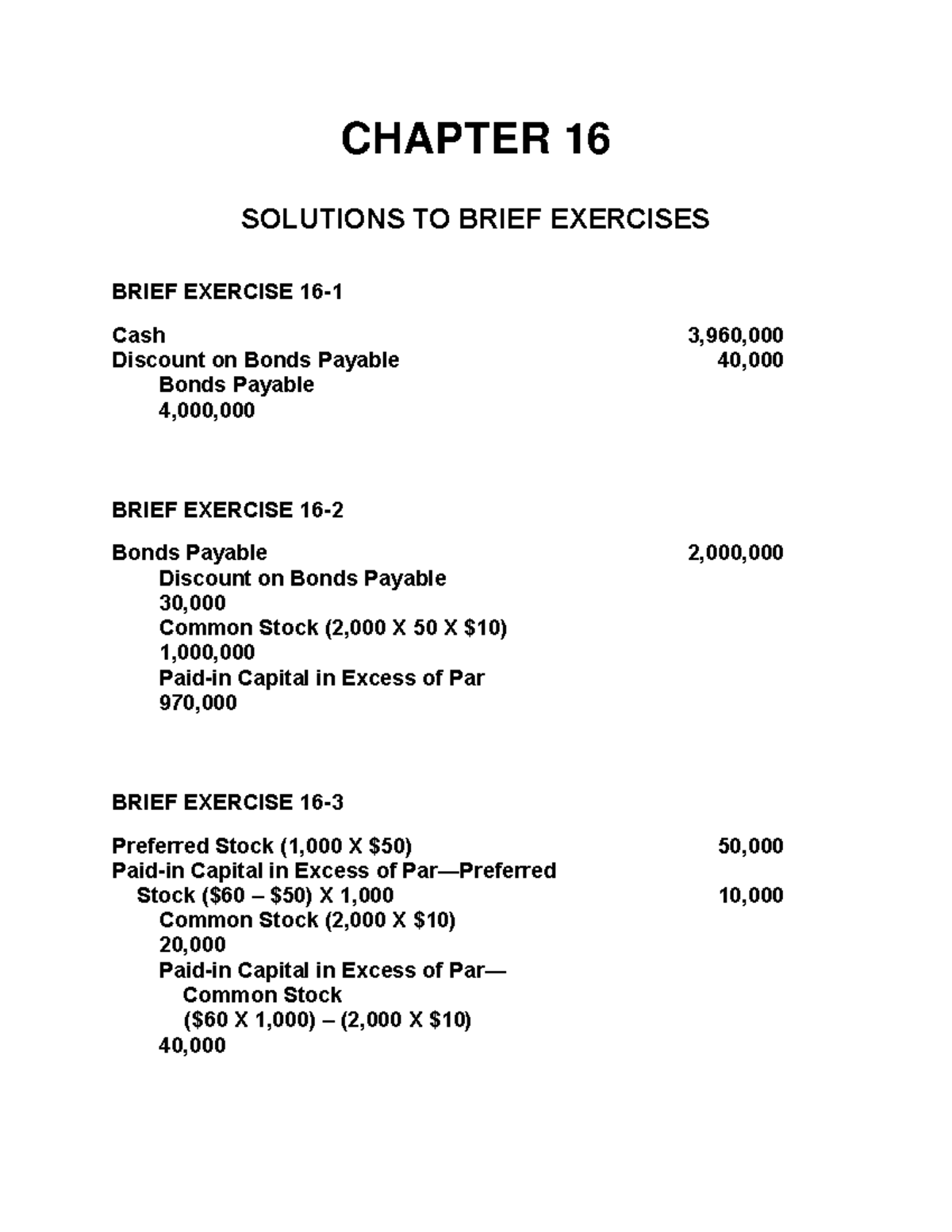Chapter 16 Solutions - CHAPTER 16 SOLUTIONS TO BRIEF EXERCISES BRIEF ...