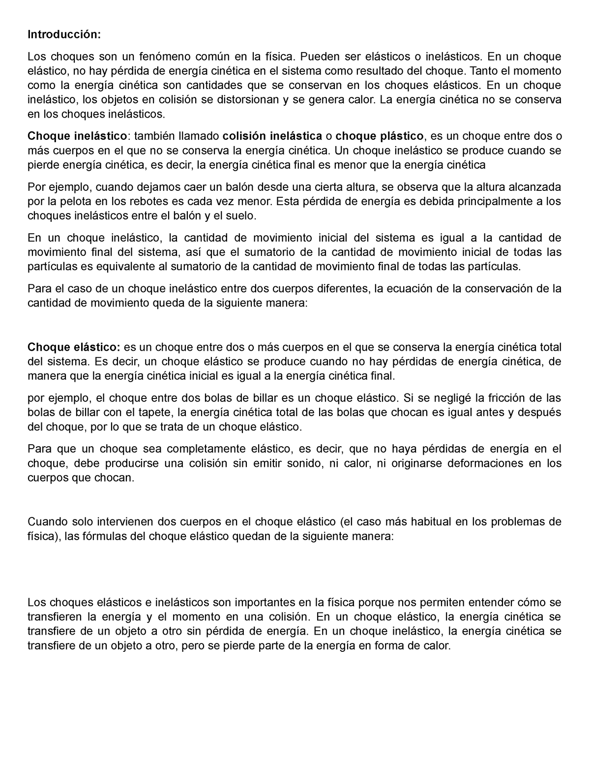 Lab De Choques Elasticos E Inelasticos - Introducción: Los Choques Son ...