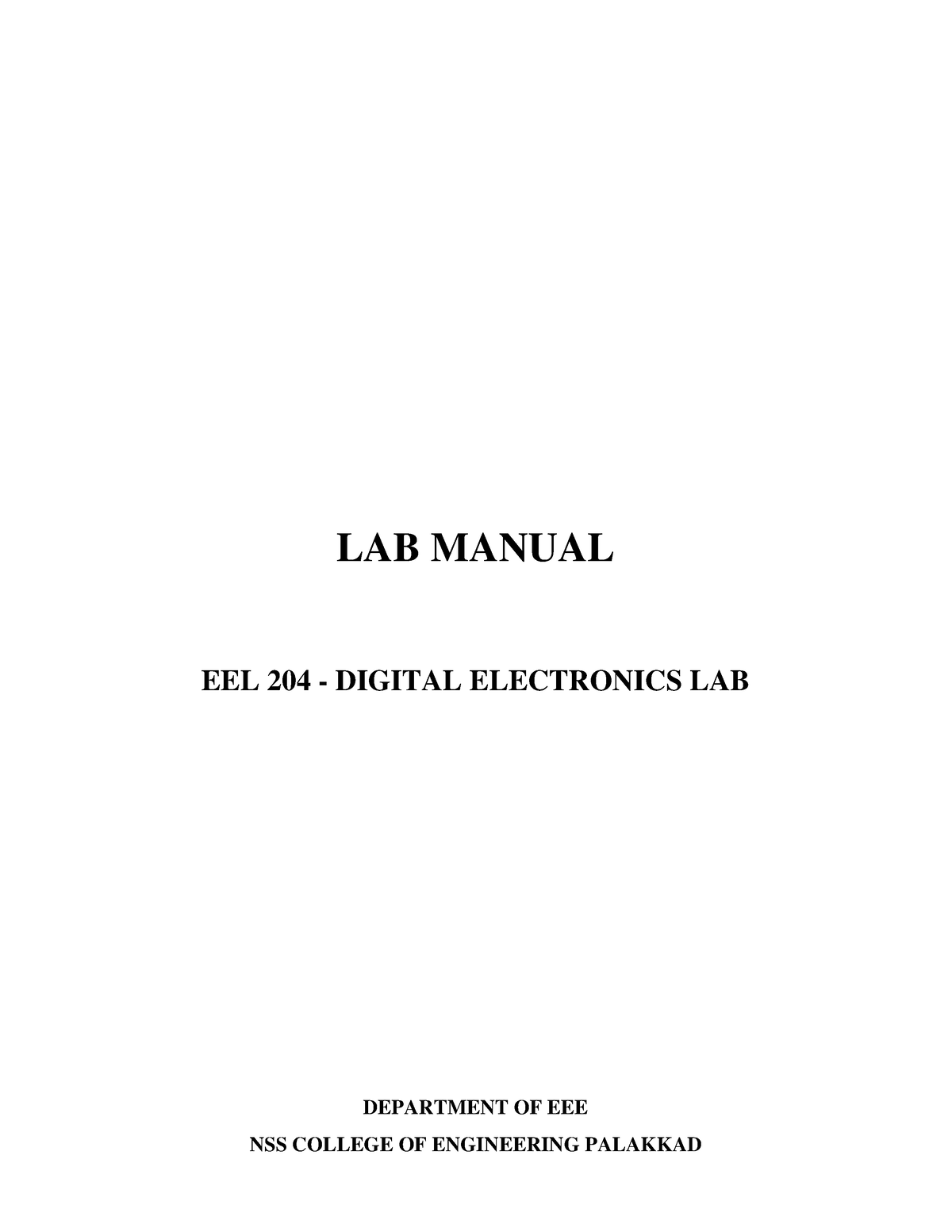 Complete Manual Combined EE 204 Digital - LAB MANUAL EEL 204 - DIGITAL ...