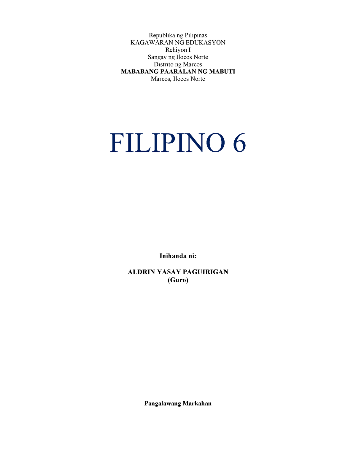 Lesson plan in filipino example - Republika ng Pilipinas KAGAWARAN NG ...