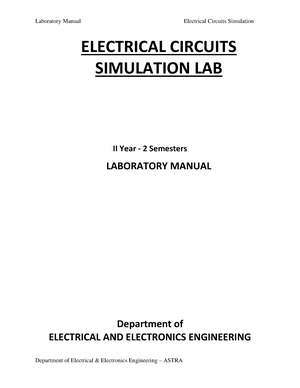 Electrical circuit simulation lab Laboratory Manual Electrical