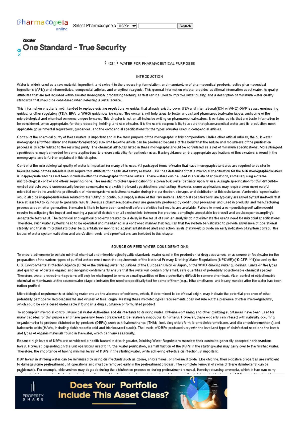 Water FOR Pharmaceutical Purposes Select Pharmacopoeia USP31 Search