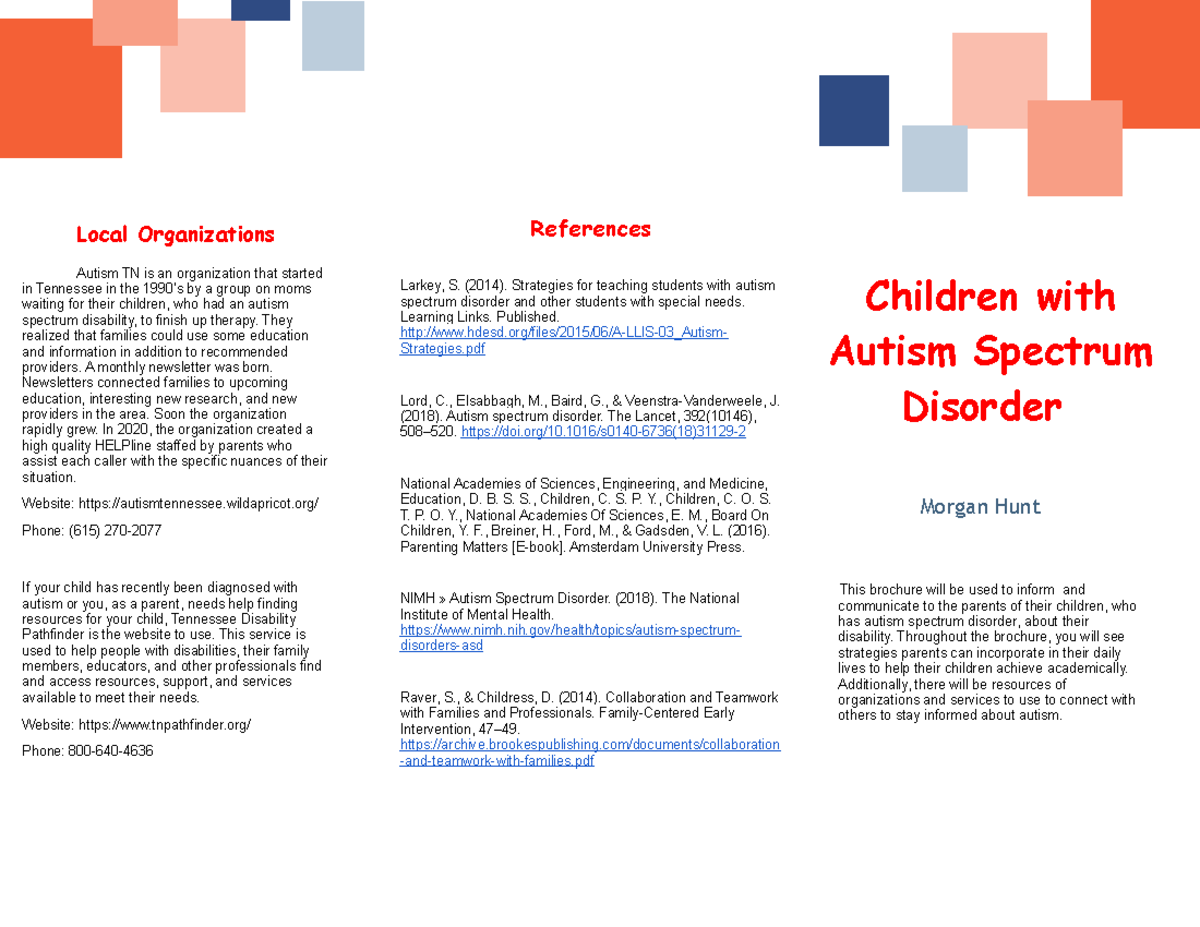 Disability Comparison Template Sped 500 - References Larkey, S. (2014 