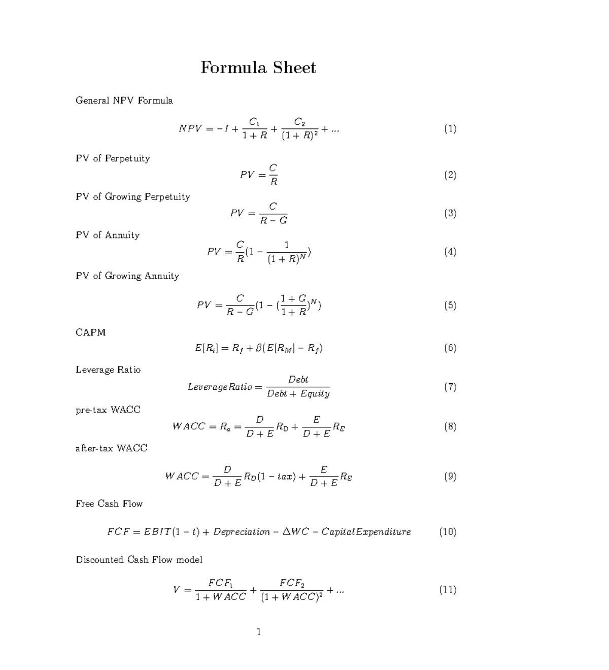 Formula - .. (1) PV Of Perpetuity P V = C R (2) PV Of Growing ...