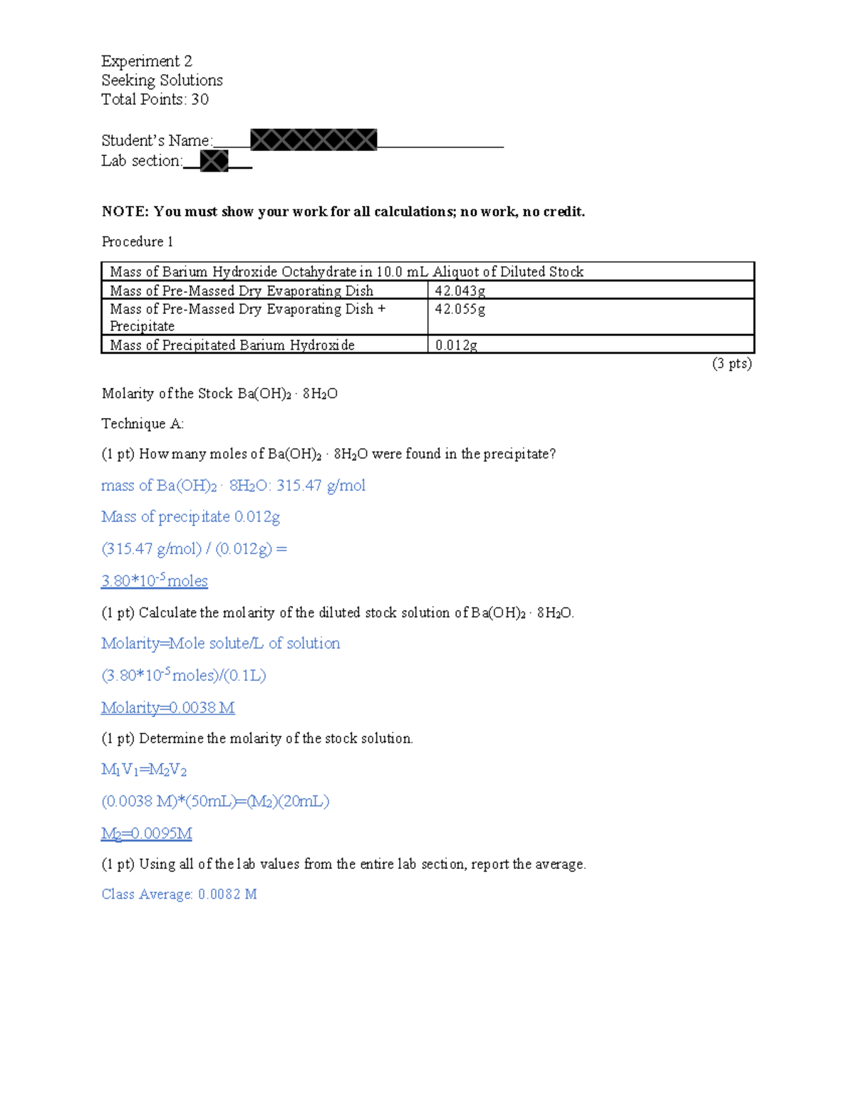 CHEM 110L - Experiment 2 Seeking Solutions - Experiment 2 Seeking ...