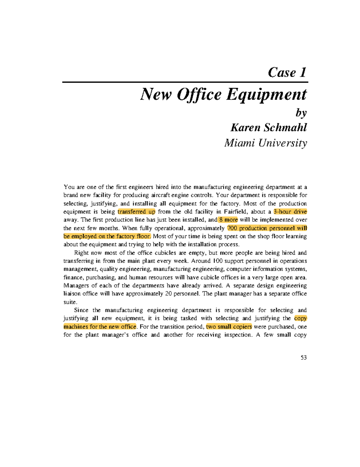 Case1 Academic casework 53 Case 1 New Office Equipment by Karen