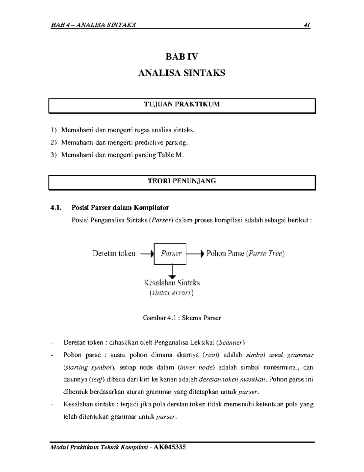 BAB IV - Analisa Sintaks - BAB IV ANALISA SINTAKS TUJUAN PRAKTIKUM ...