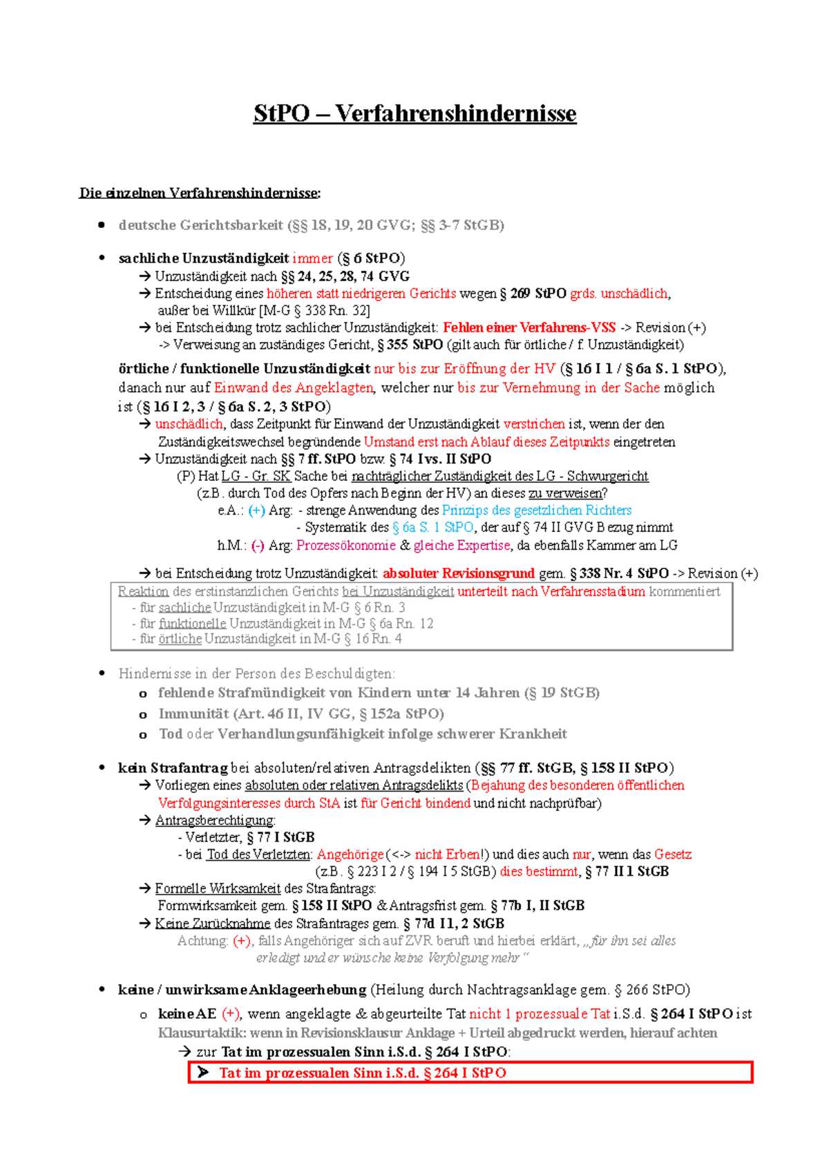 StPO - Verfahrenshindernisse - StPO – Verfahrenshindernisse Die ...