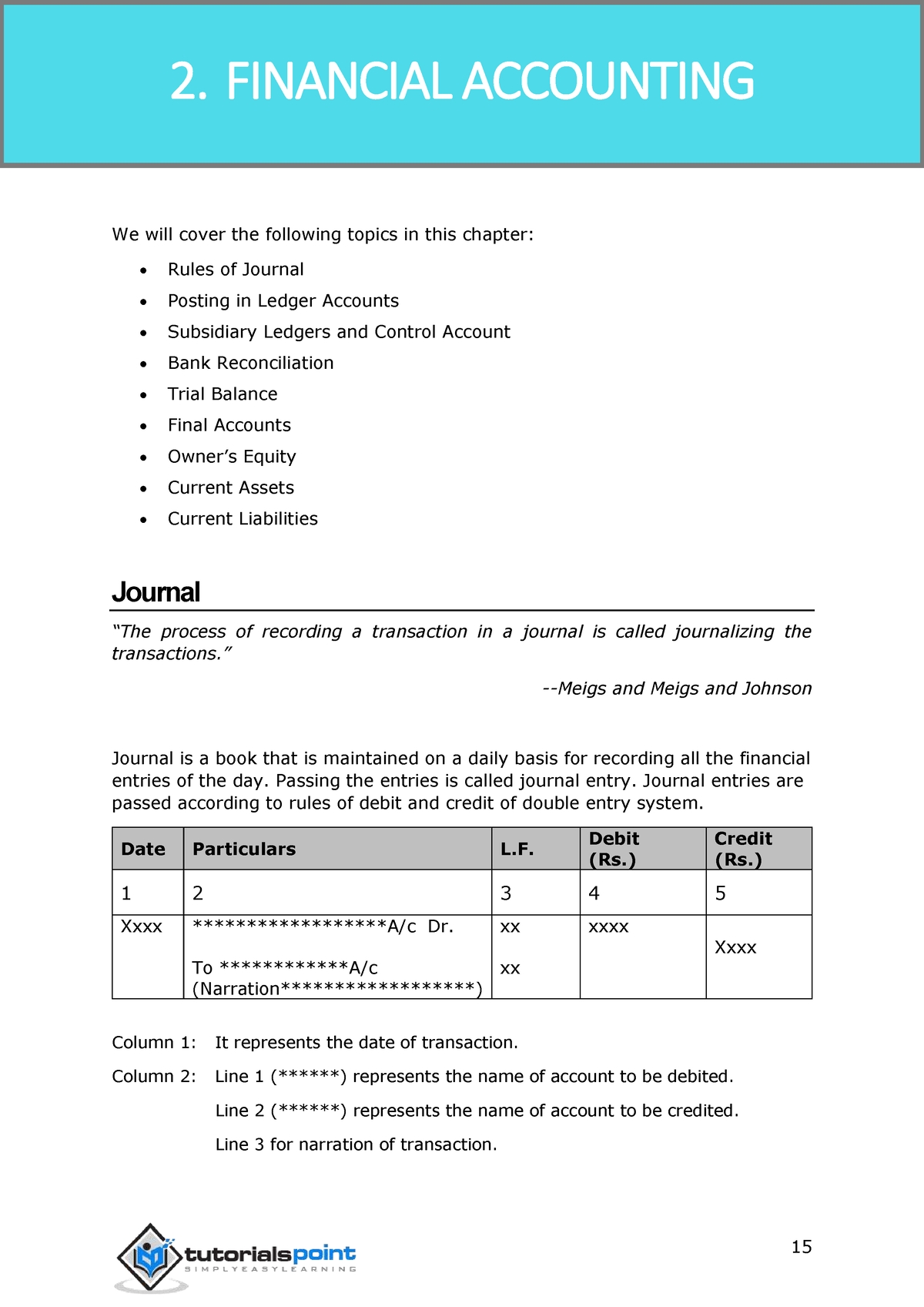 3. Chapter 2 - Financial Accounting - We will cover the following ...