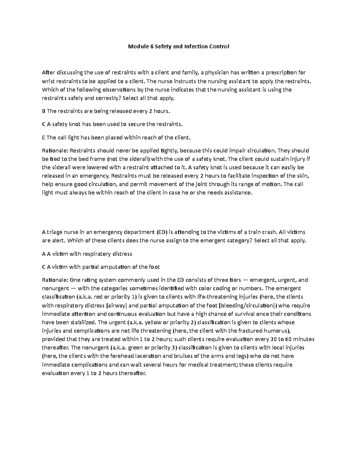 Module 6 Safety and Infection Control Module 6 Safety and Infection