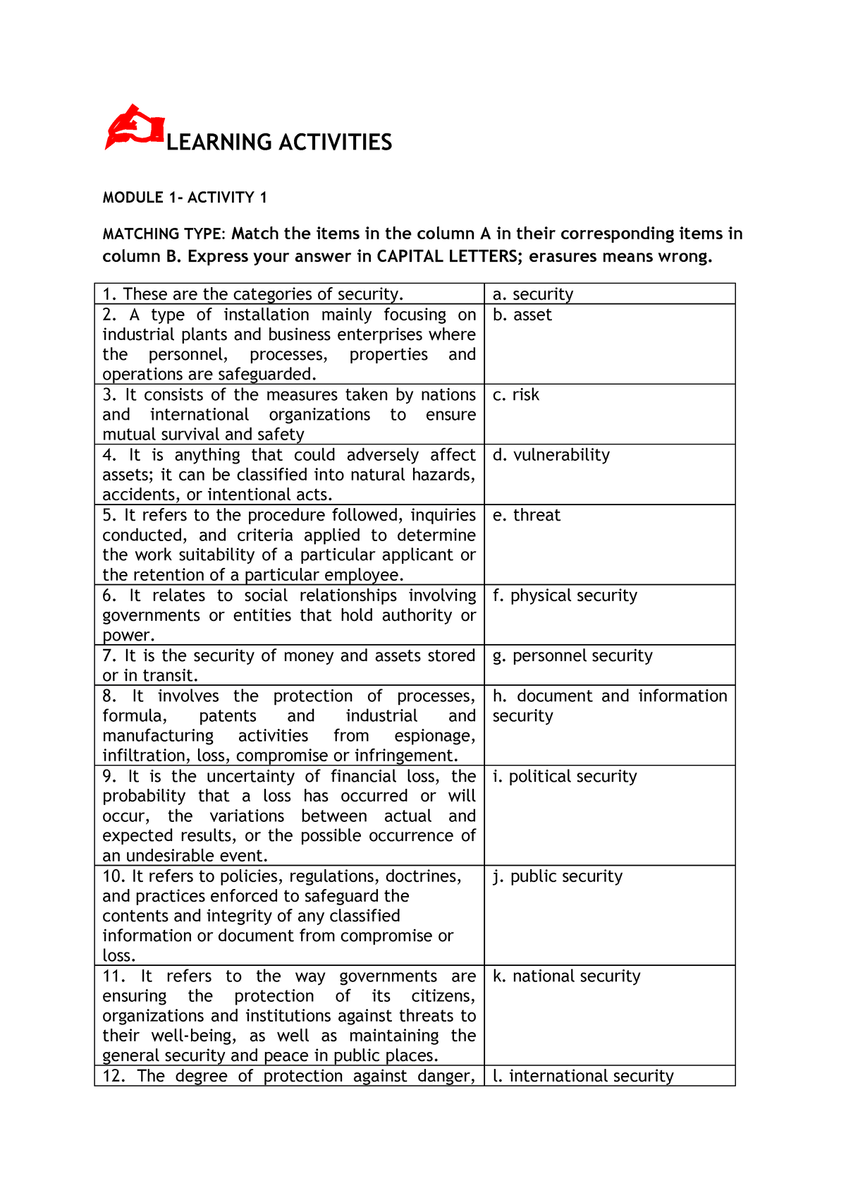 Learning Activity No 1 - LEARNING ACTIVITIES MODULE 1- ACTIVITY 1 ...