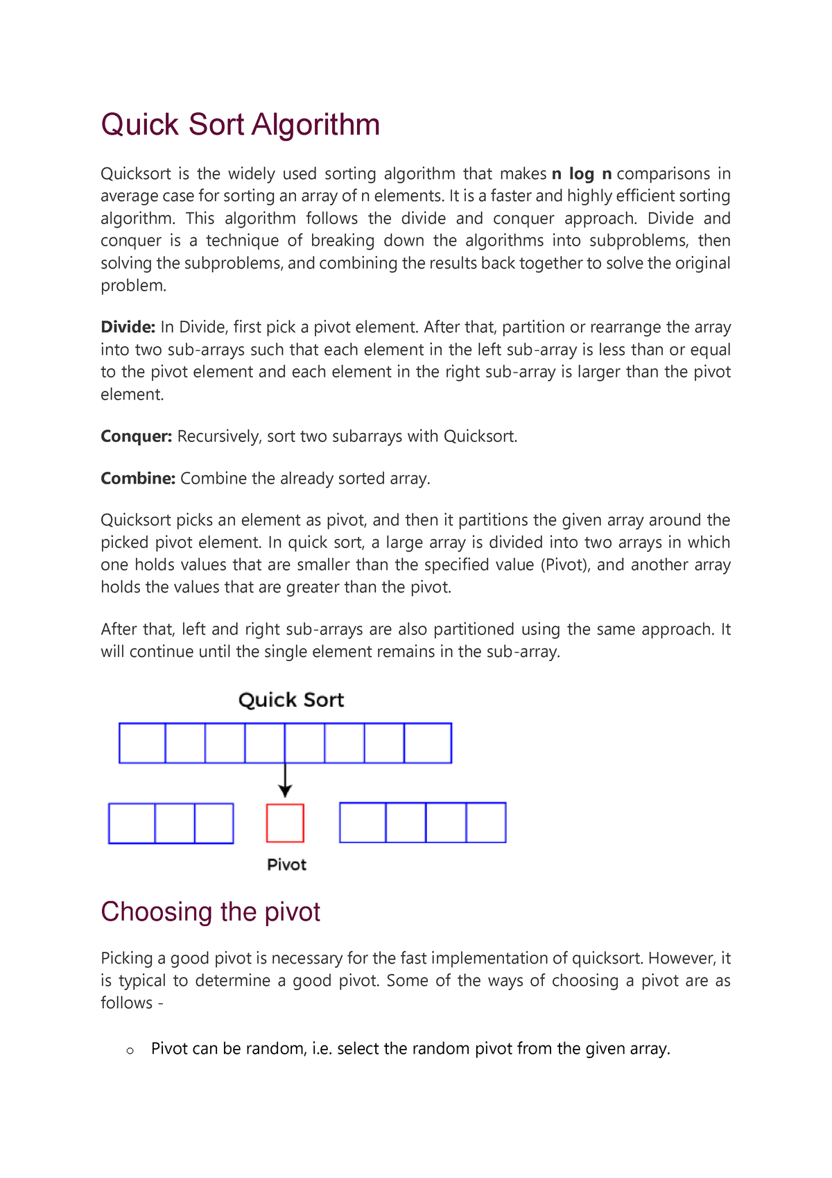 quick-sort-notes-quick-sort-algorithm-quicksort-is-the-widely-used