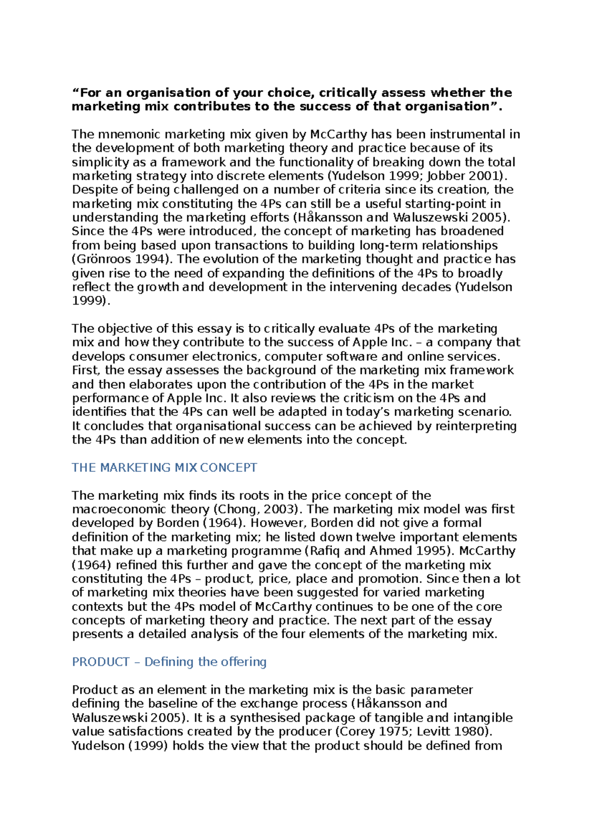 ASMR - Applied strategic marketing report 1 - “For an organisation of ...