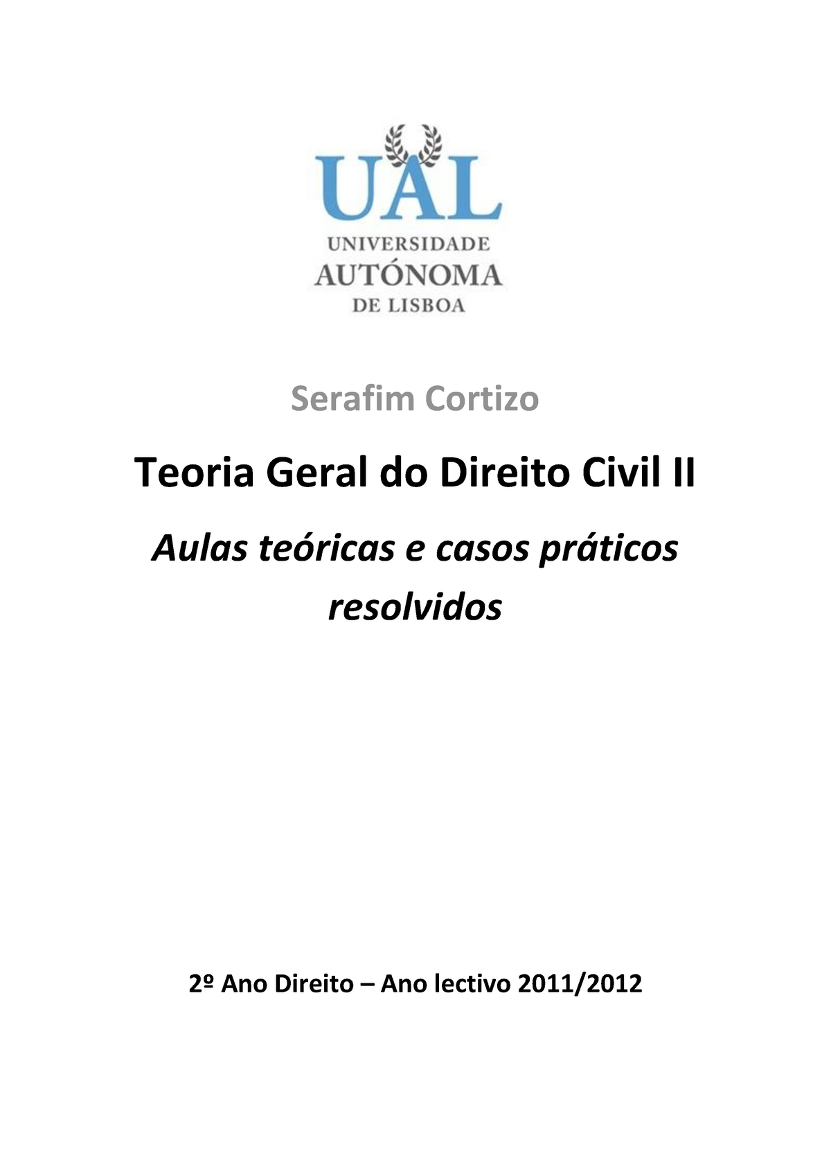 Teoria Geral Direito Civil Sebenta Serafim Cortizo Tgdc Ii