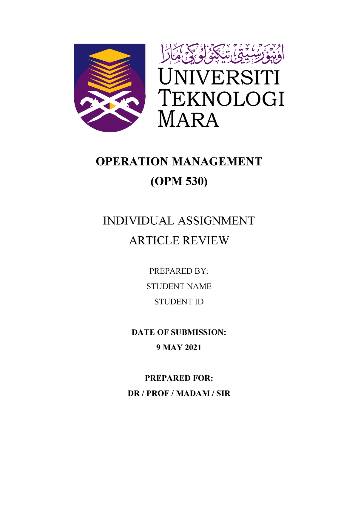 opm530 individual assignment 2 article review