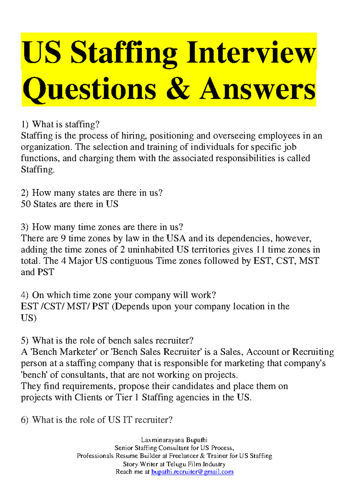 US Staffing - Material - this notes provide the better knowledge for ...