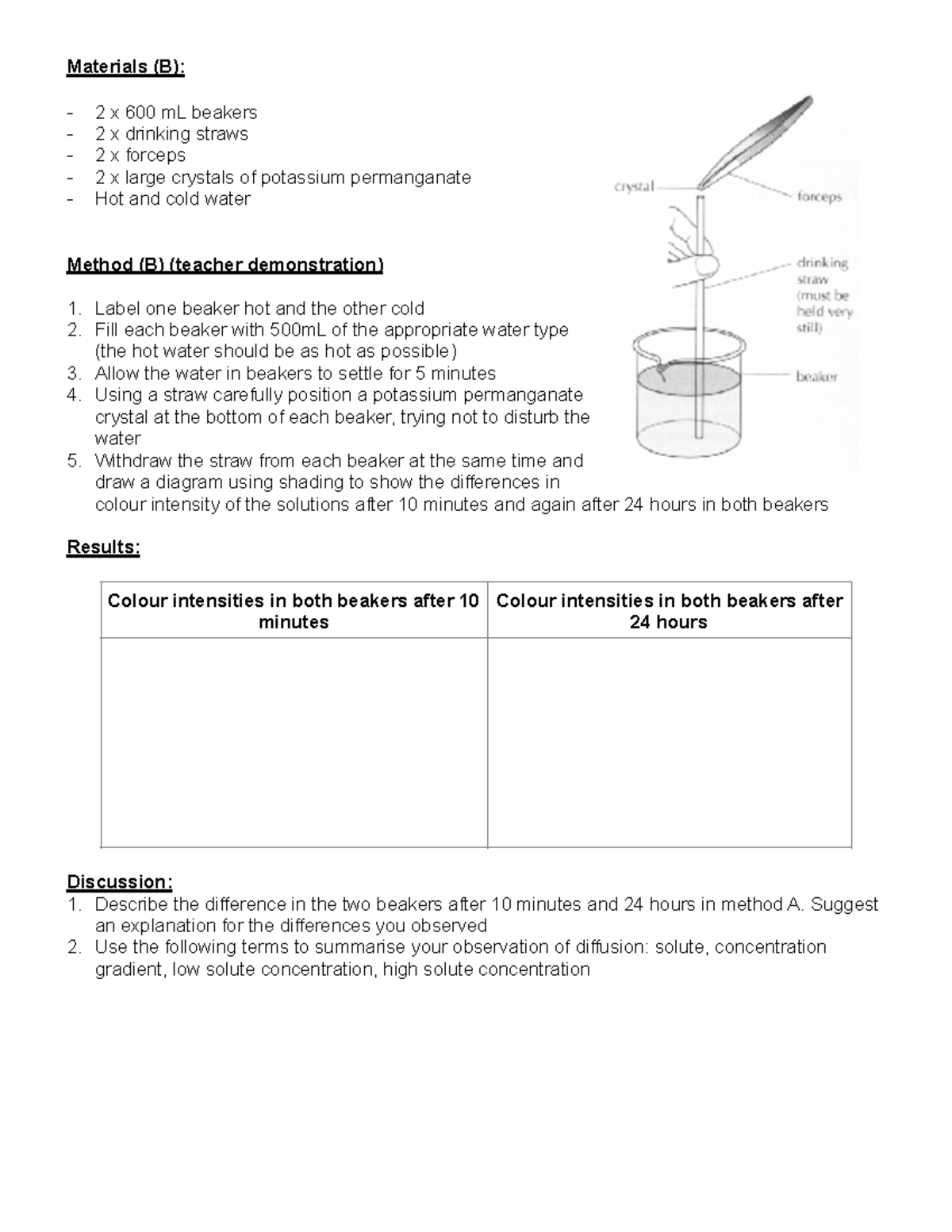 BIO M1 IQ2 Worksheets - Student (dragged) 9 - Materials (B): 2 x 600 mL ...