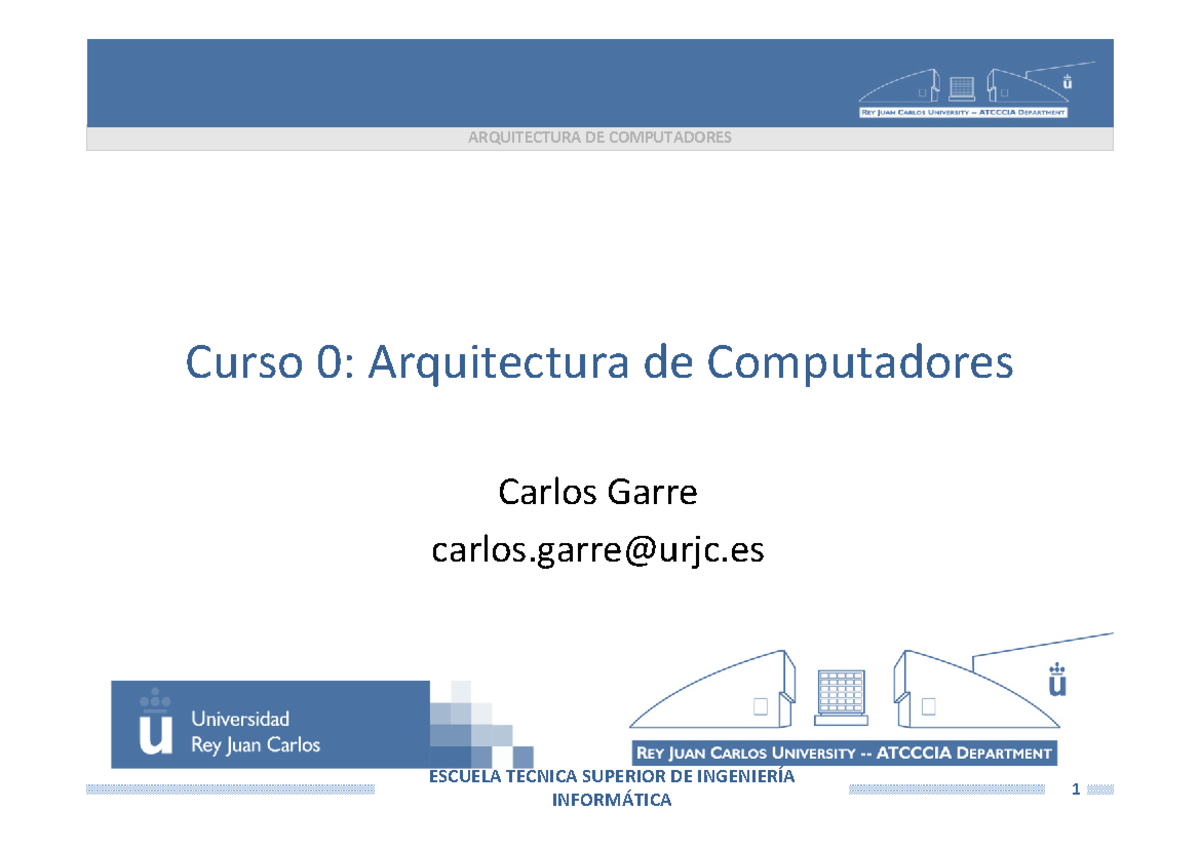 Arquitectura De Computadoras 1 - ARQUITECTURA DE COMPUTADORES ESCUELA ...