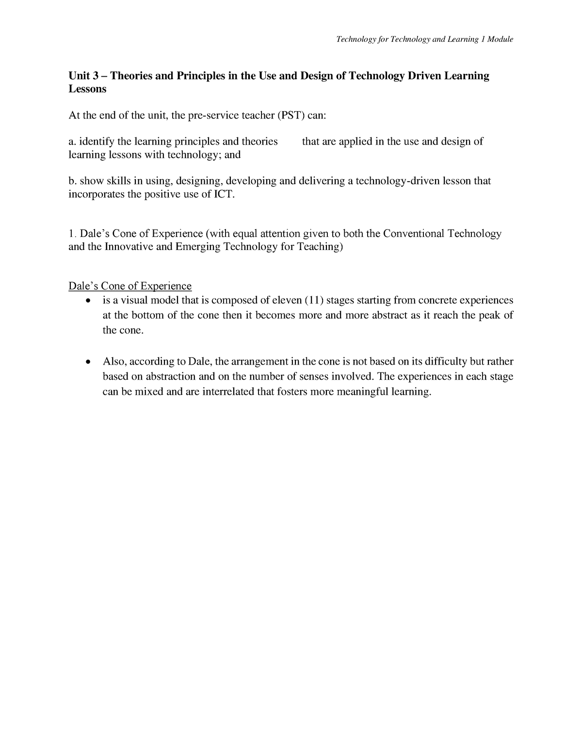 TTL1-Unit 3.A.1 - Copy - TTL 1 - Unit 3 – Theories And Principles In ...