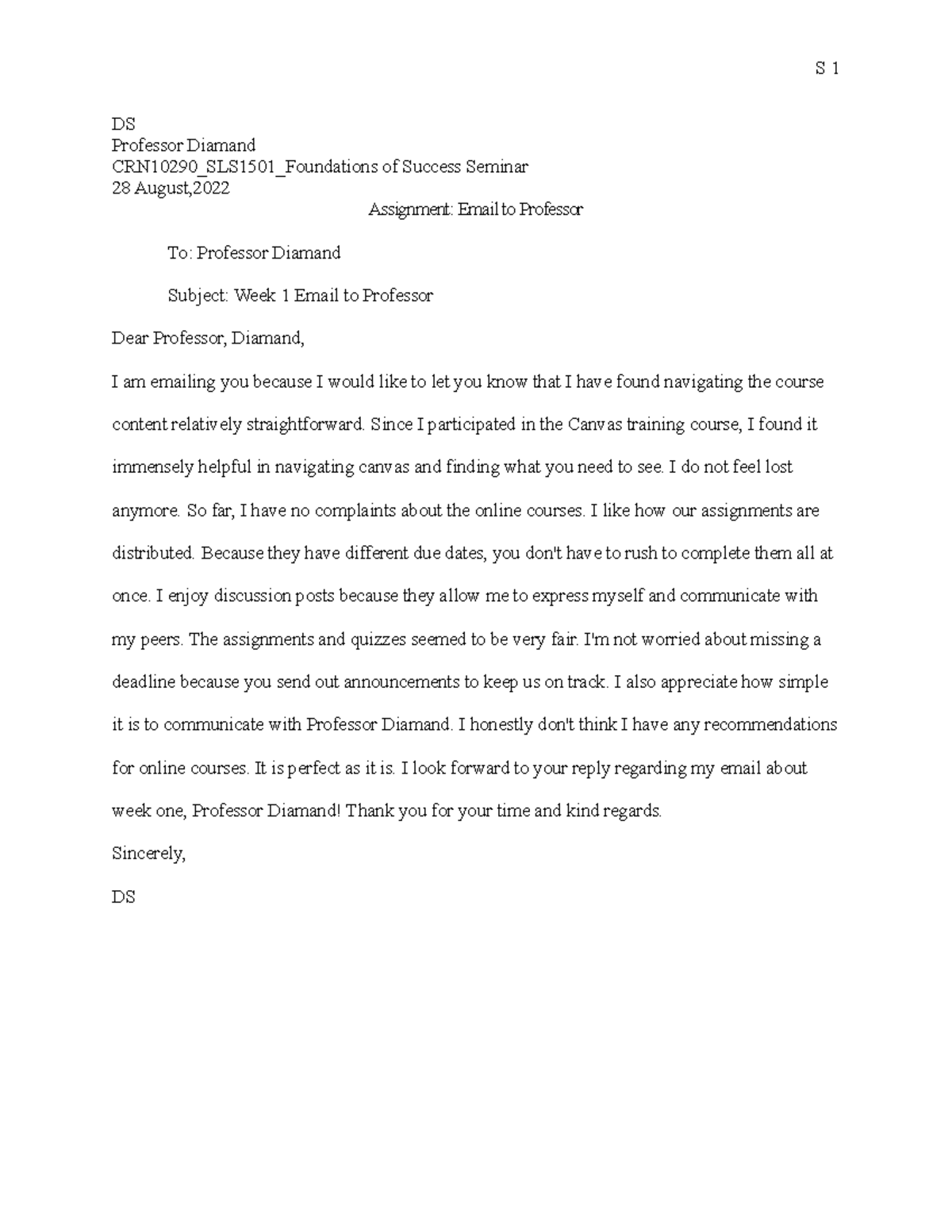 Email to professor assignment - ENC 1101 - Studocu