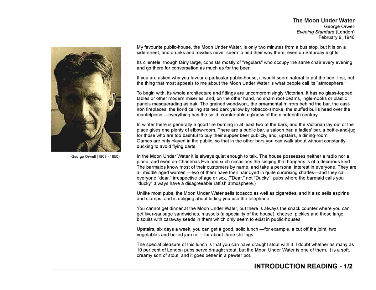 george orwell essay the moon under water