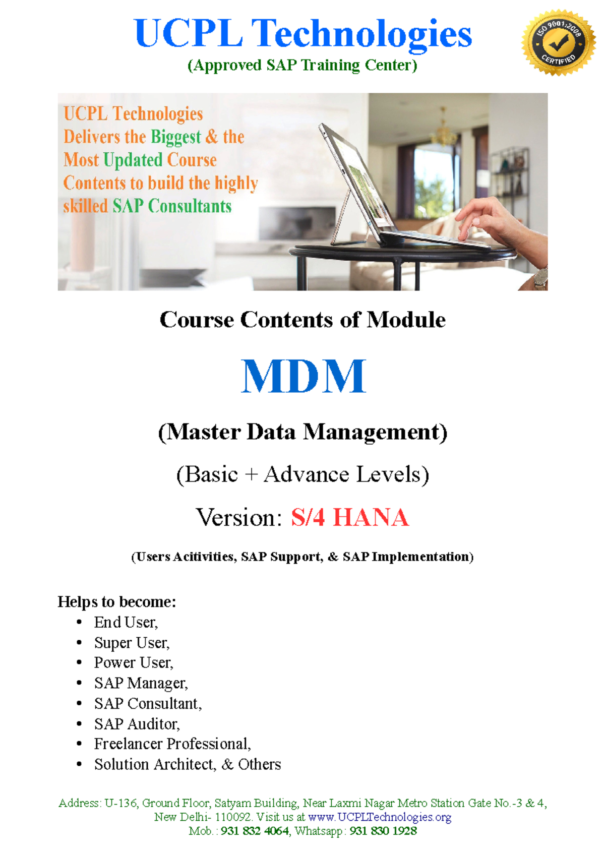 0018 SAP MDM with S4 HANA Syllabus UCPL Technologies - (Approved SAP ...