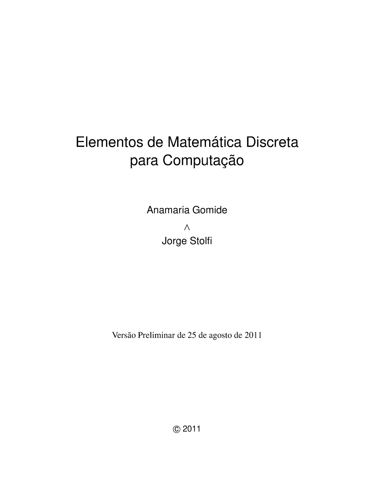 Elementos De Matematica Discreta Para Computacao - Elementos De Matem ...