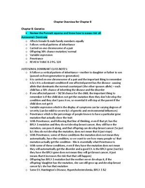 Ch 8 - study guide for genetics - Chapter Overview for Chapter 8 ...