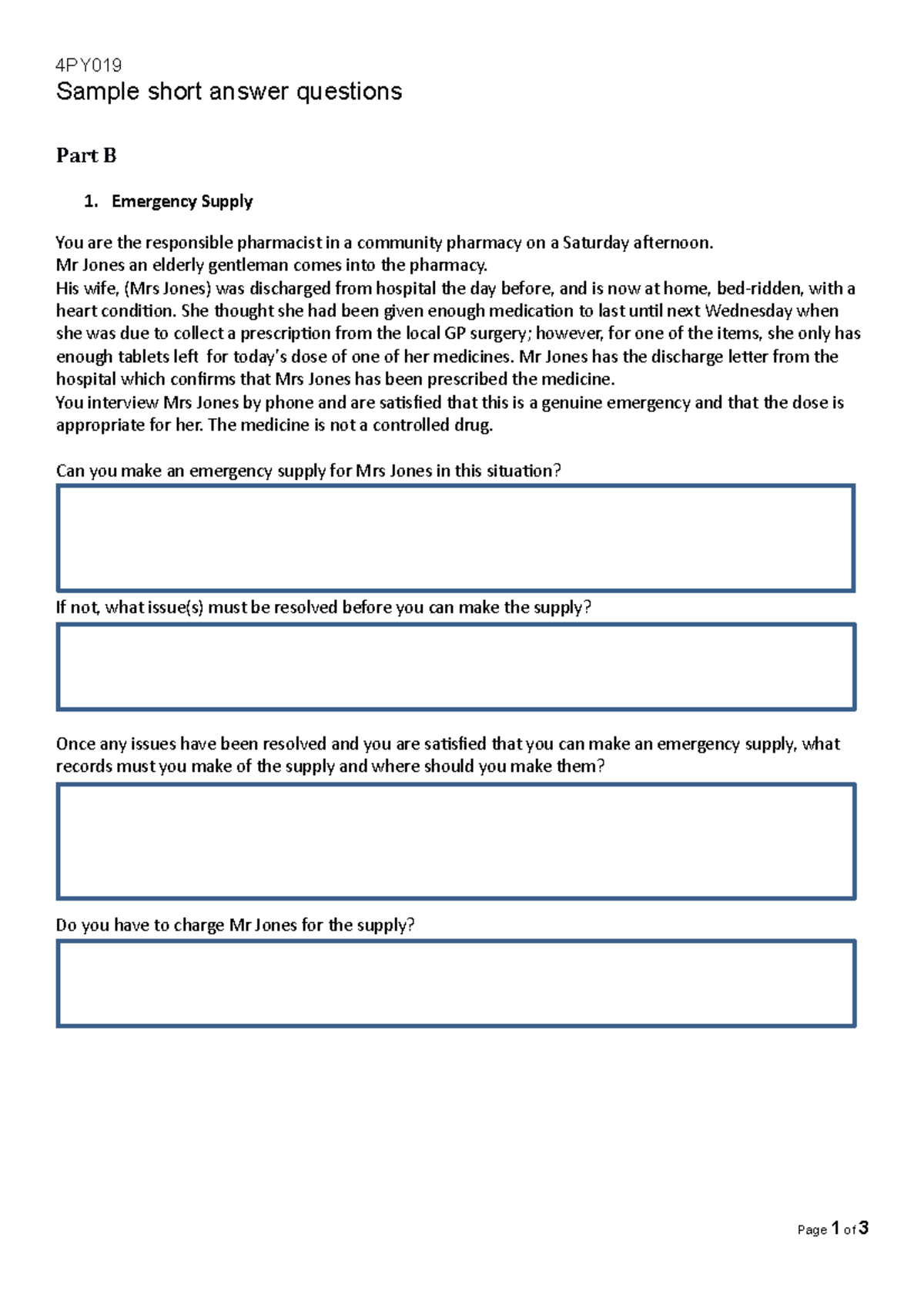 Actual Exam Questions - 4PY Sample Short Answer Questions Part B ...