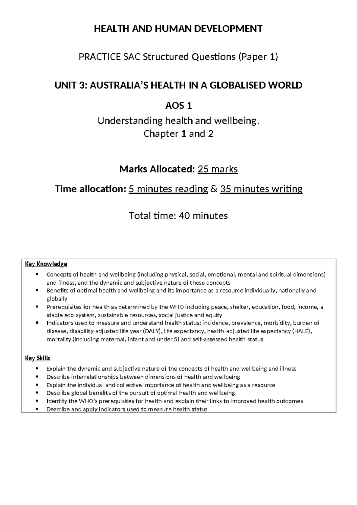1. Practice SAC 1A 2024 - health - HEALTH AND HUMAN DEVELOPMENT ...