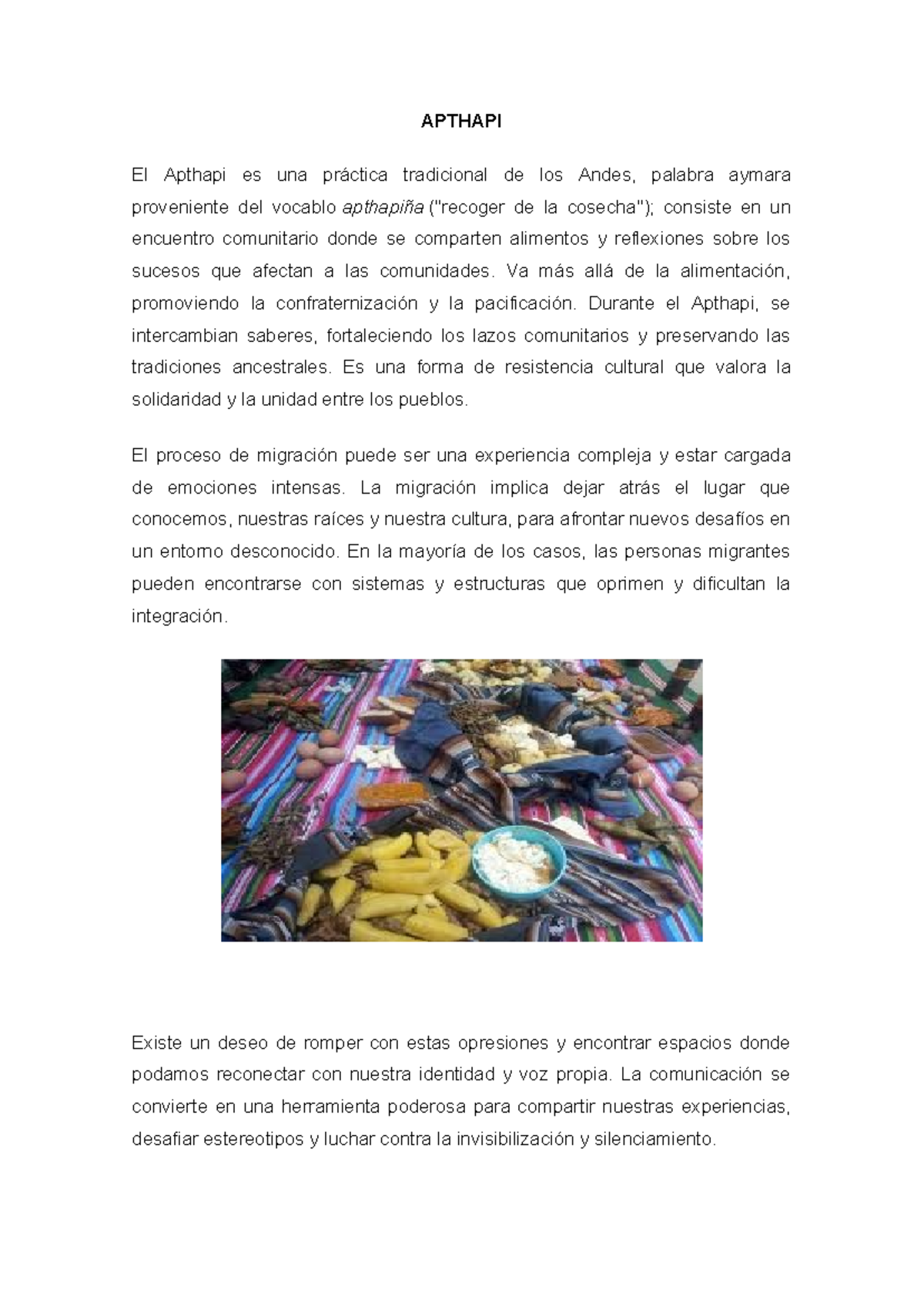 Apthapi - CONCEPTOS DE QUE ES UN APTAPHI - APTHAPI El Apthapi es una ...