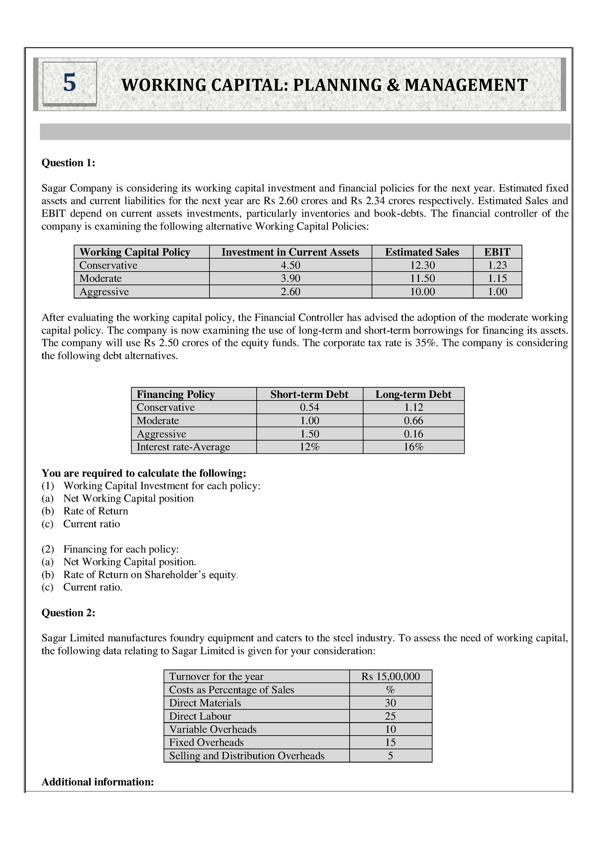 working-capital-planning-management-question-1-sagar-company-is