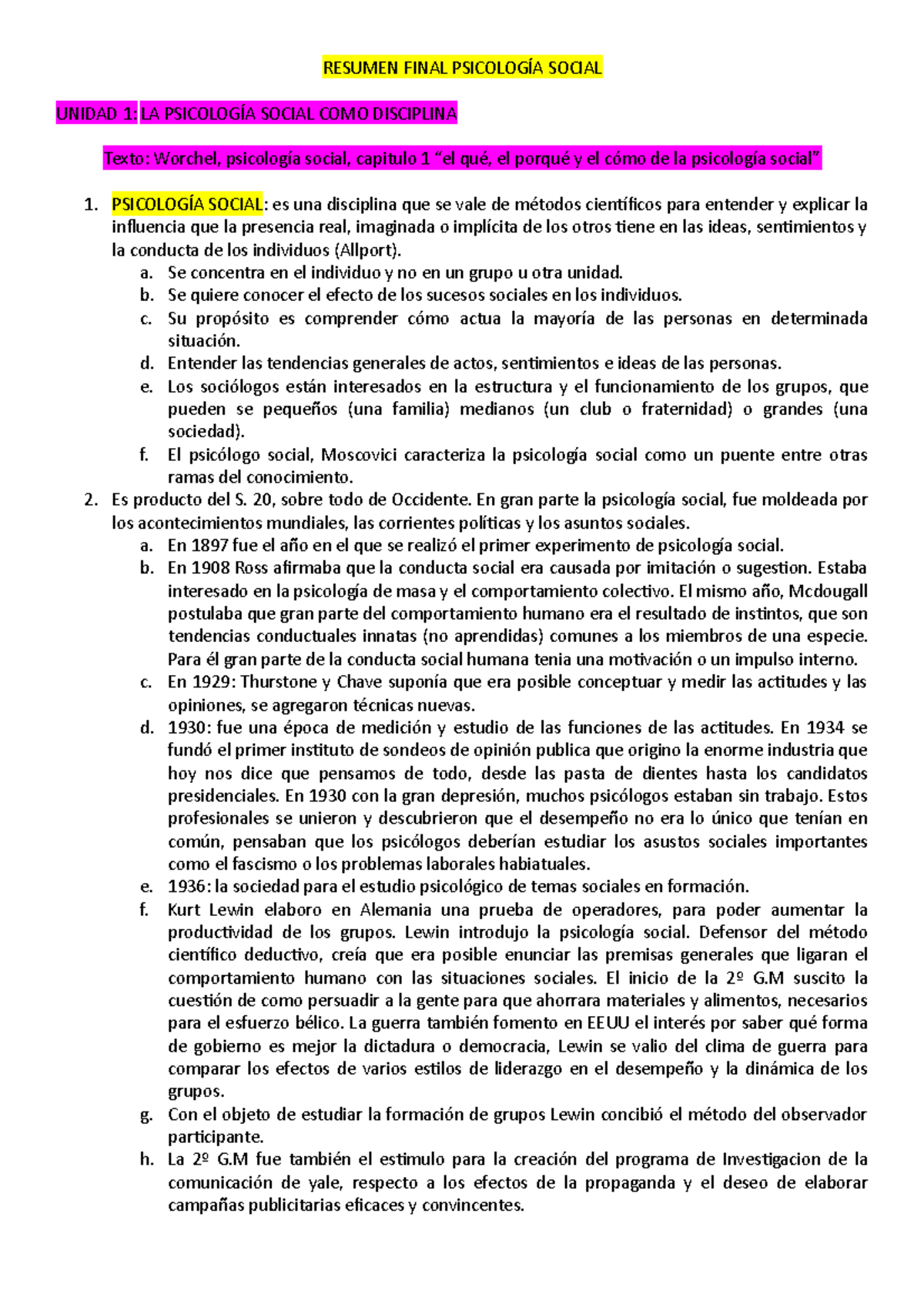 Resumen Final PsicologíA Social - RESUMEN FINAL PSICOLOGÍA SOCIAL ...