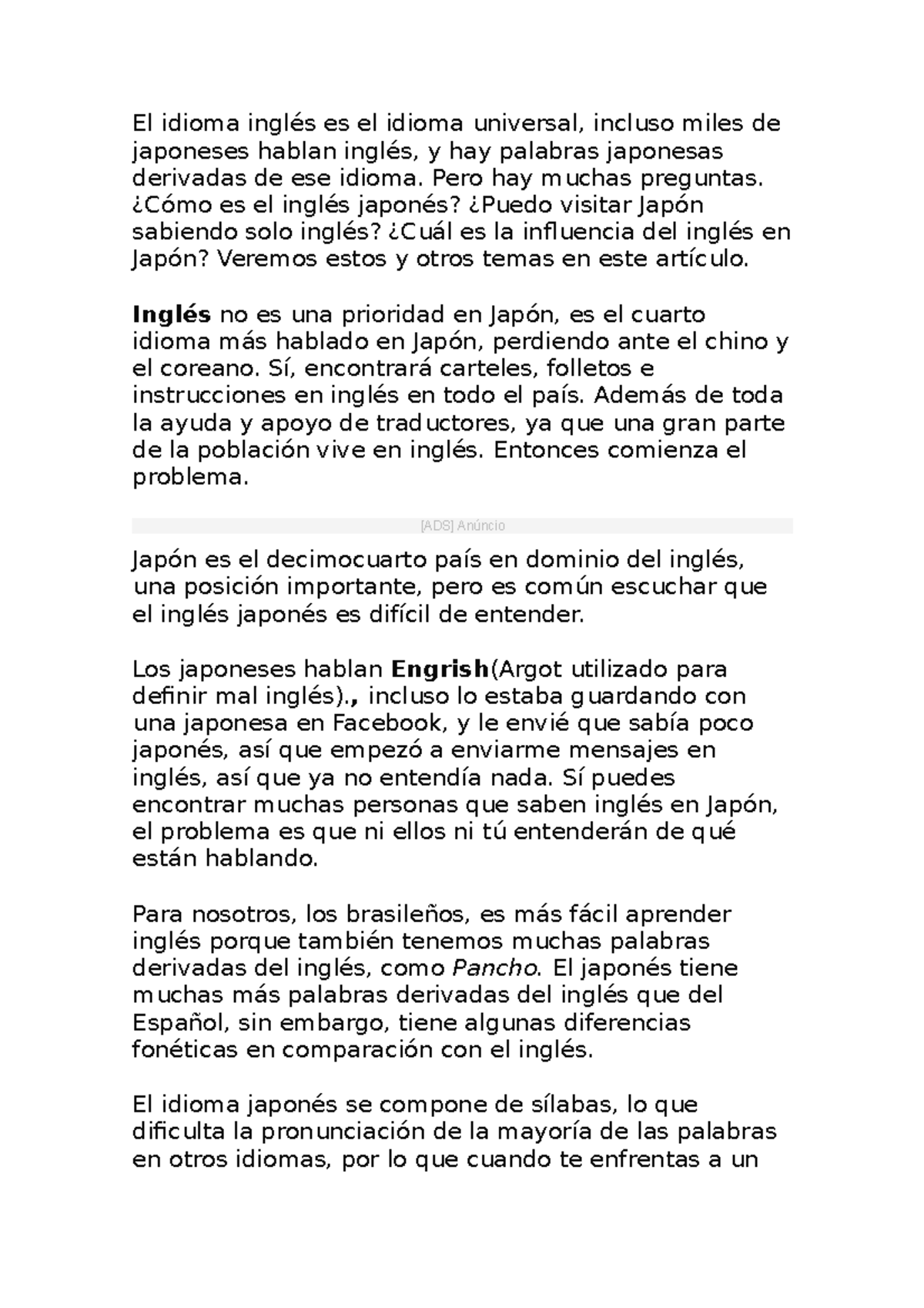 El idioma inglés es el idioma universal El idioma inglés es el idioma