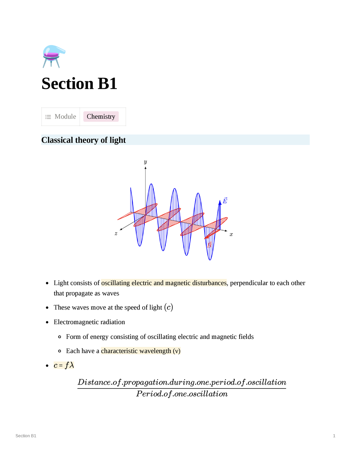 Section B1 - ⚗ Section B Module Chemistry Classical Theory Of Light ...