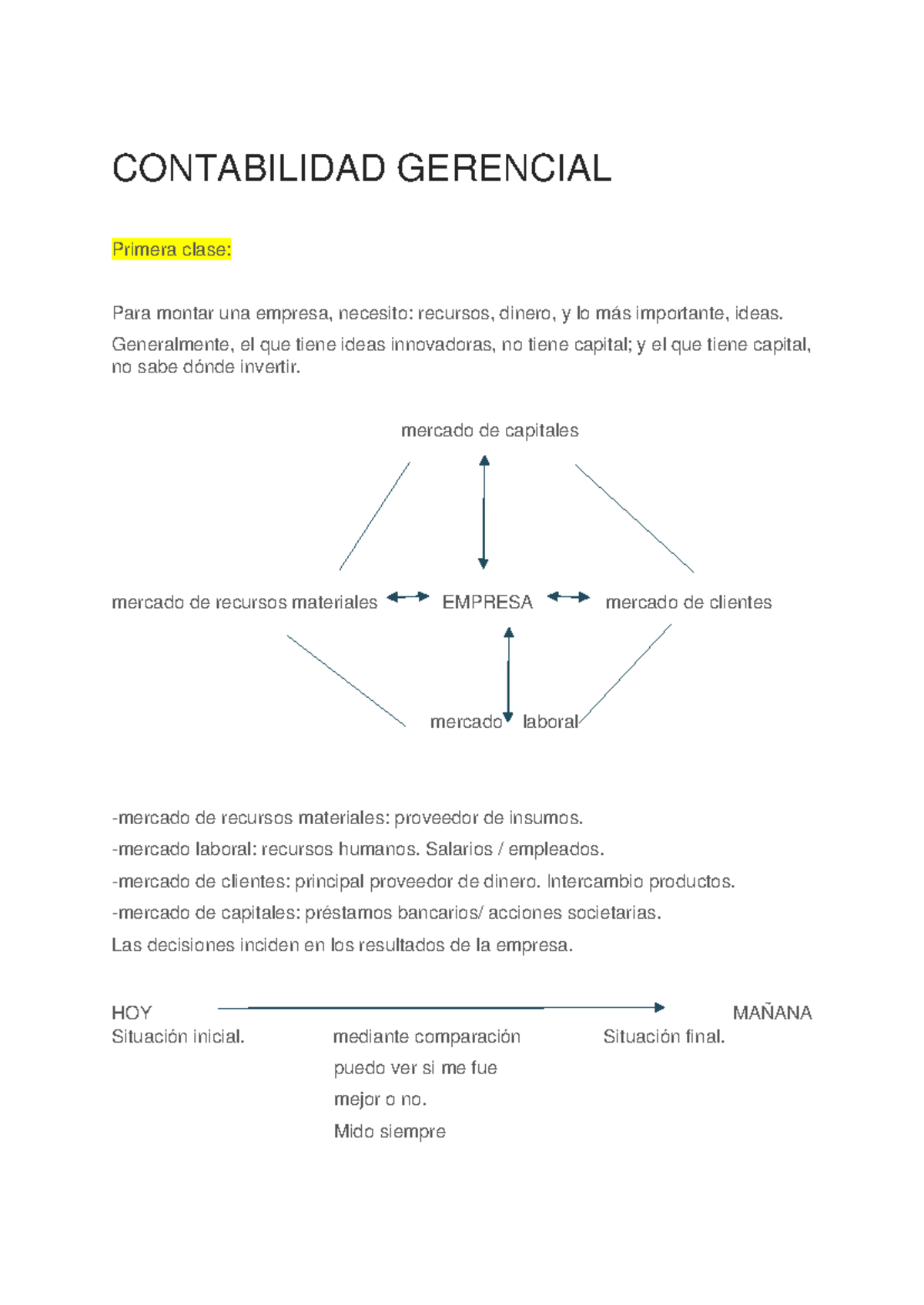 Contabilidad Gerencial Primer Parcial Contabilidad Gerencial Primera Clase Para Montar Una 9444