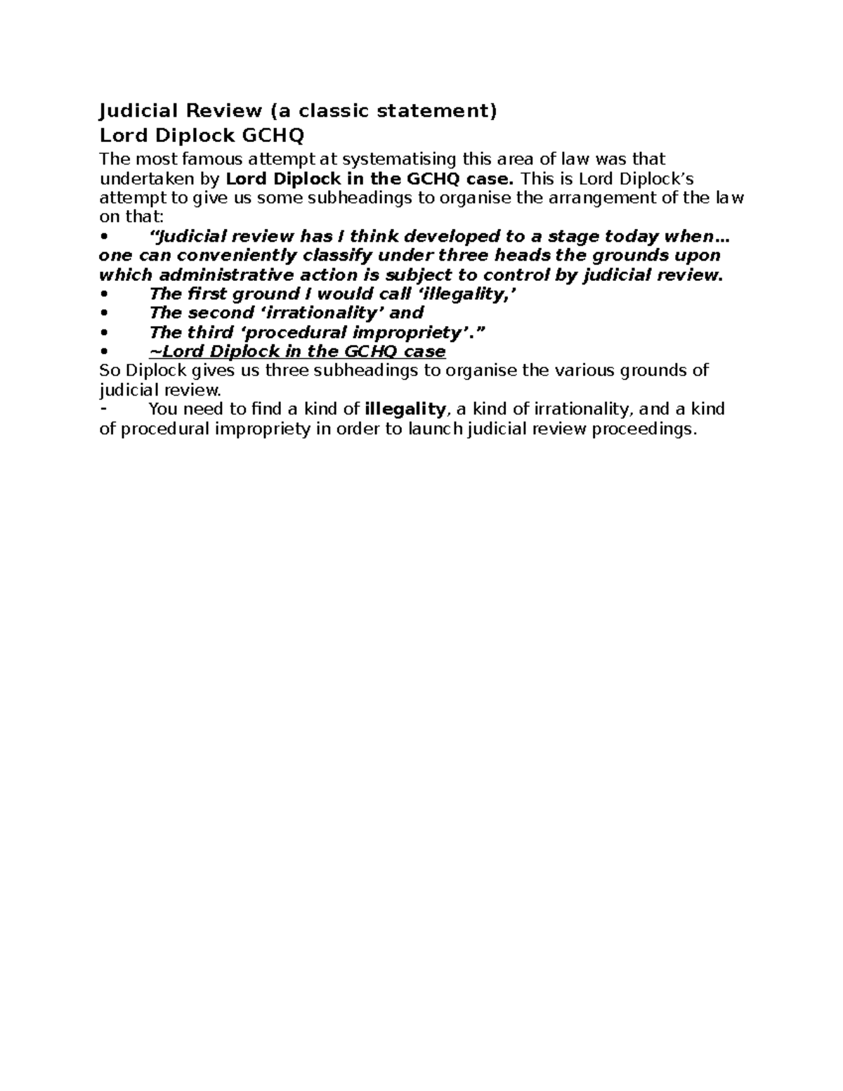 Judicial Review Lecture notes 13 Judicial Review (a classic