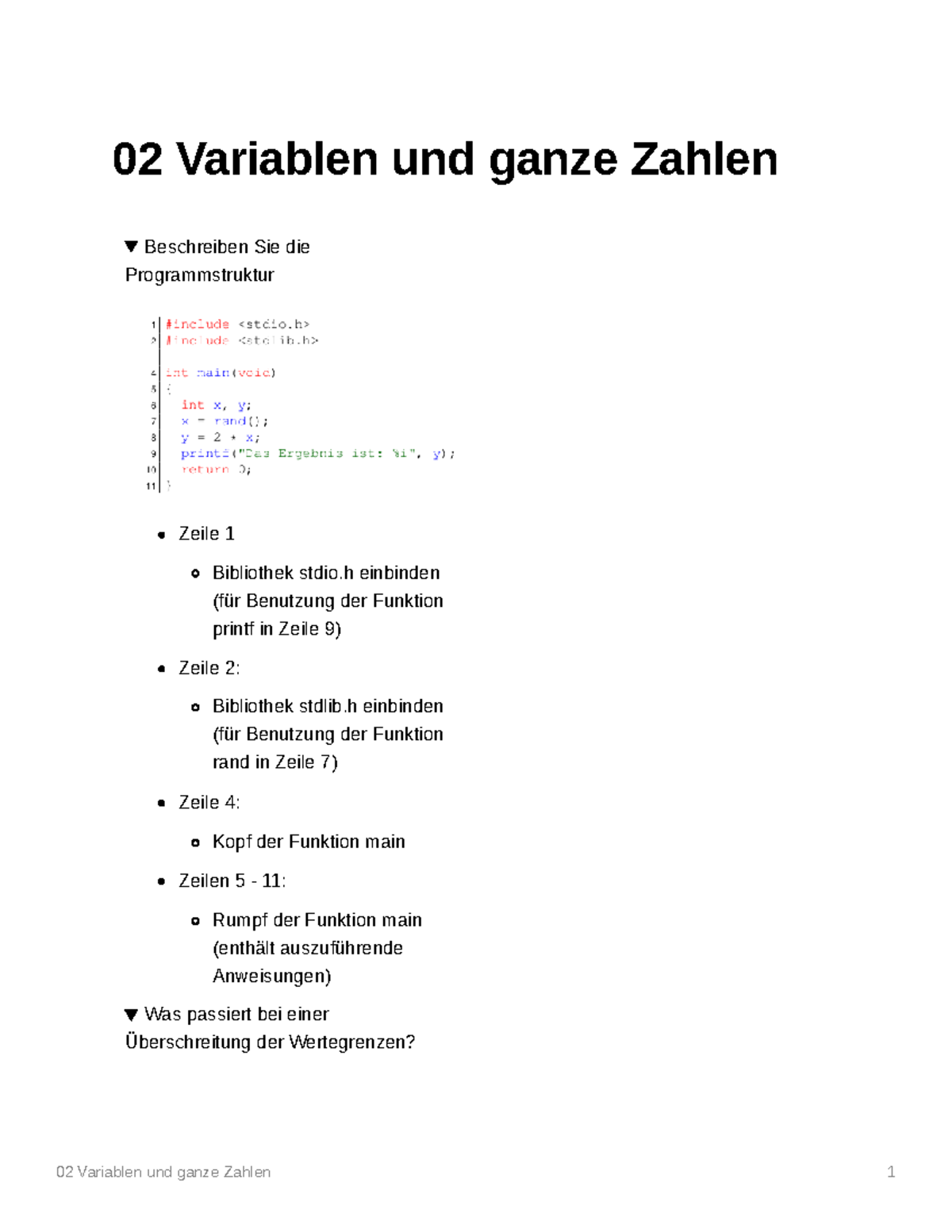 02 Variablen und ganze Zahlen - 02 Variablen und ganze Zahlen ...